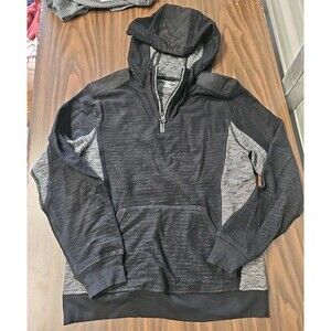DKNY JEANS 3/4 Zip Hoodie Black Gray Size Small